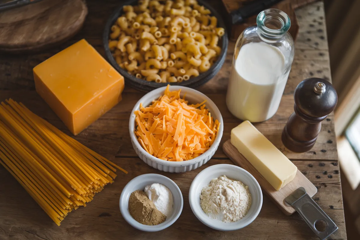 Key Ingredients for Old-Fashioned Baked Macaroni and Cheese