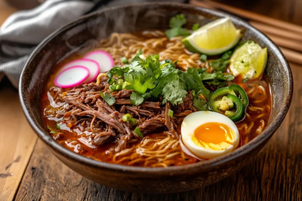 What is birria ramen made of